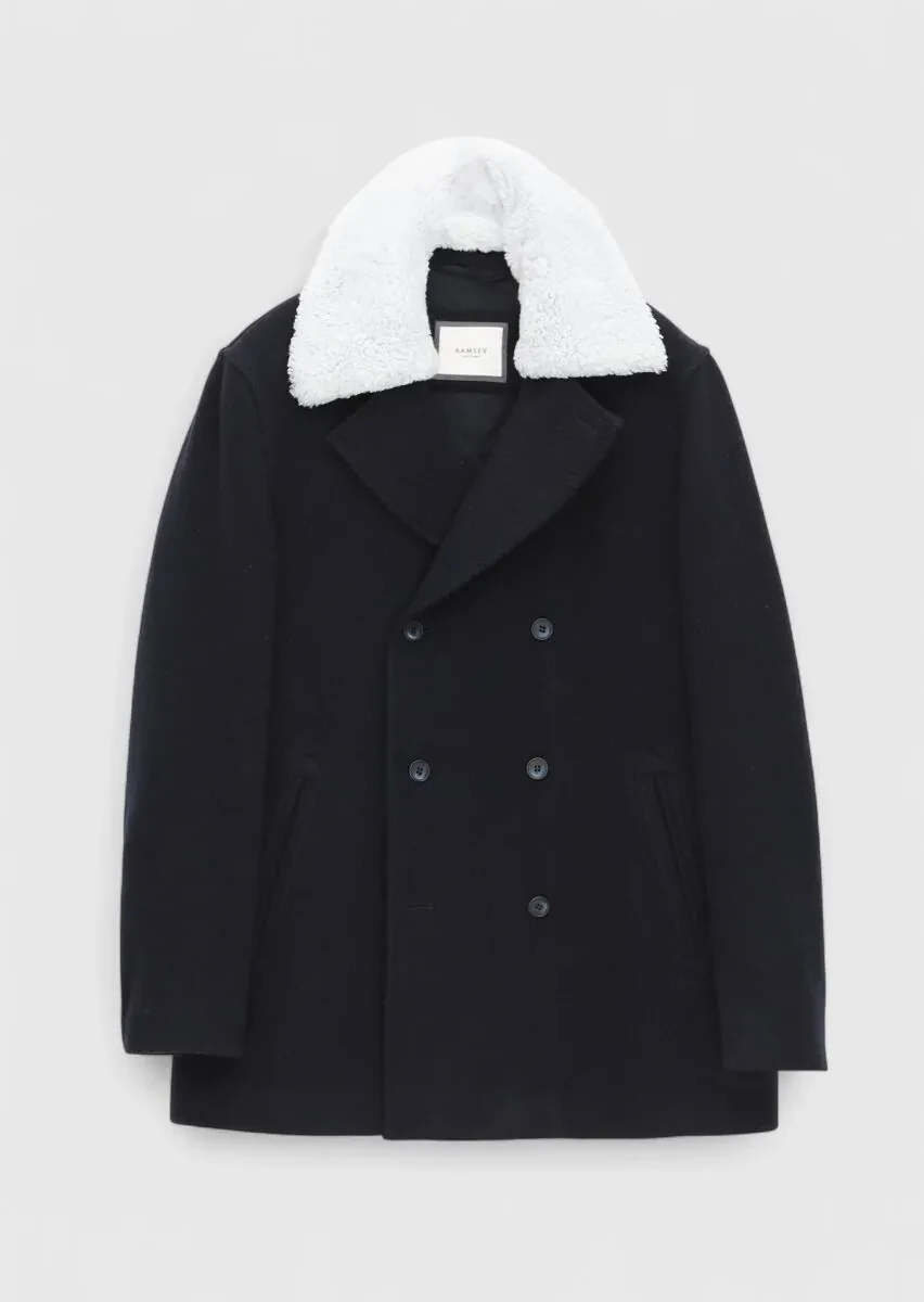 Navy Blue Regular Fit Casual Weaving Coat - 7