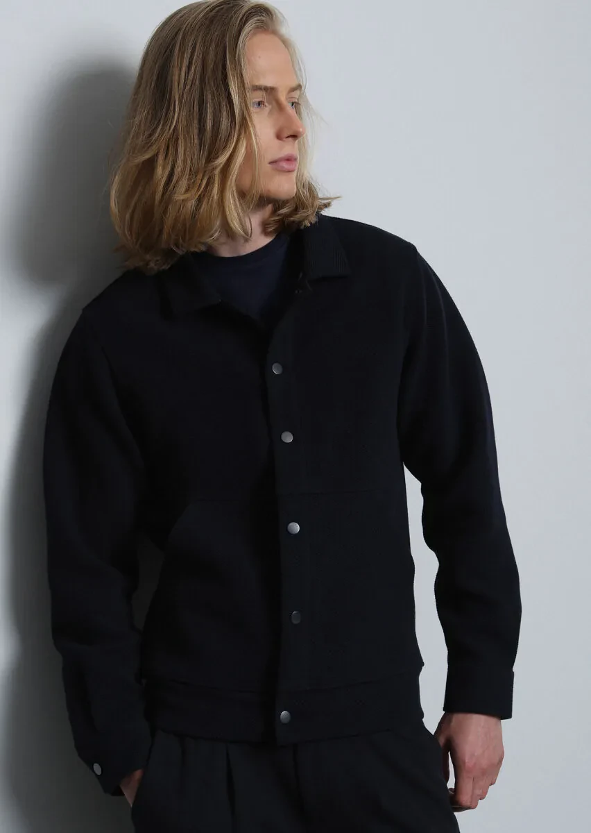 Navy Blue Regular Fit Cotton Blended Blazer - 4