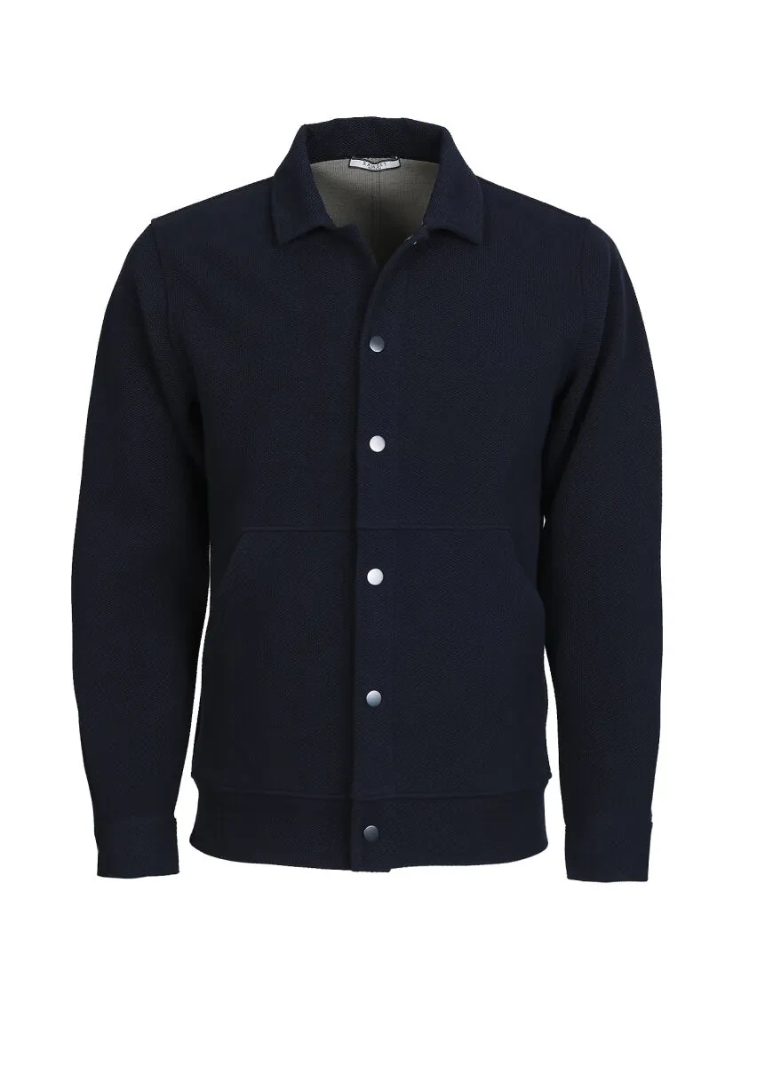 Navy Blue Regular Fit Cotton Blended Blazer - 6