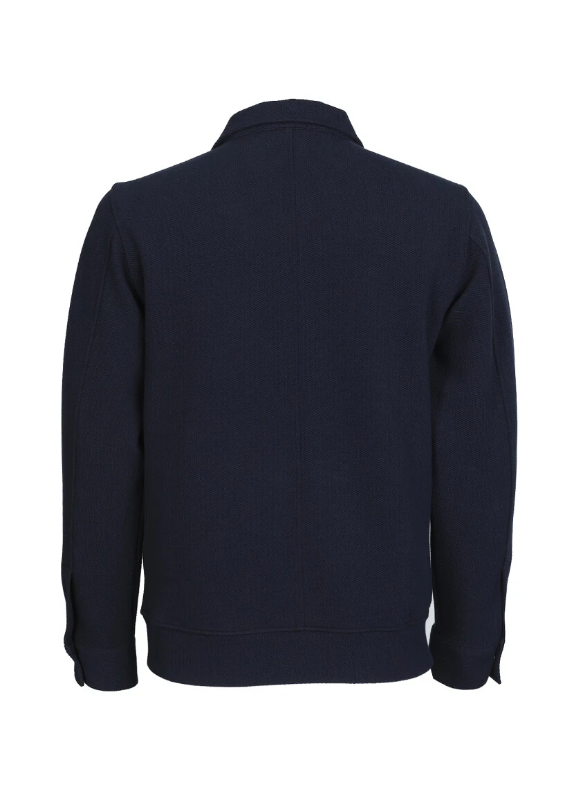 Navy Blue Regular Fit Cotton Blended Blazer - 7