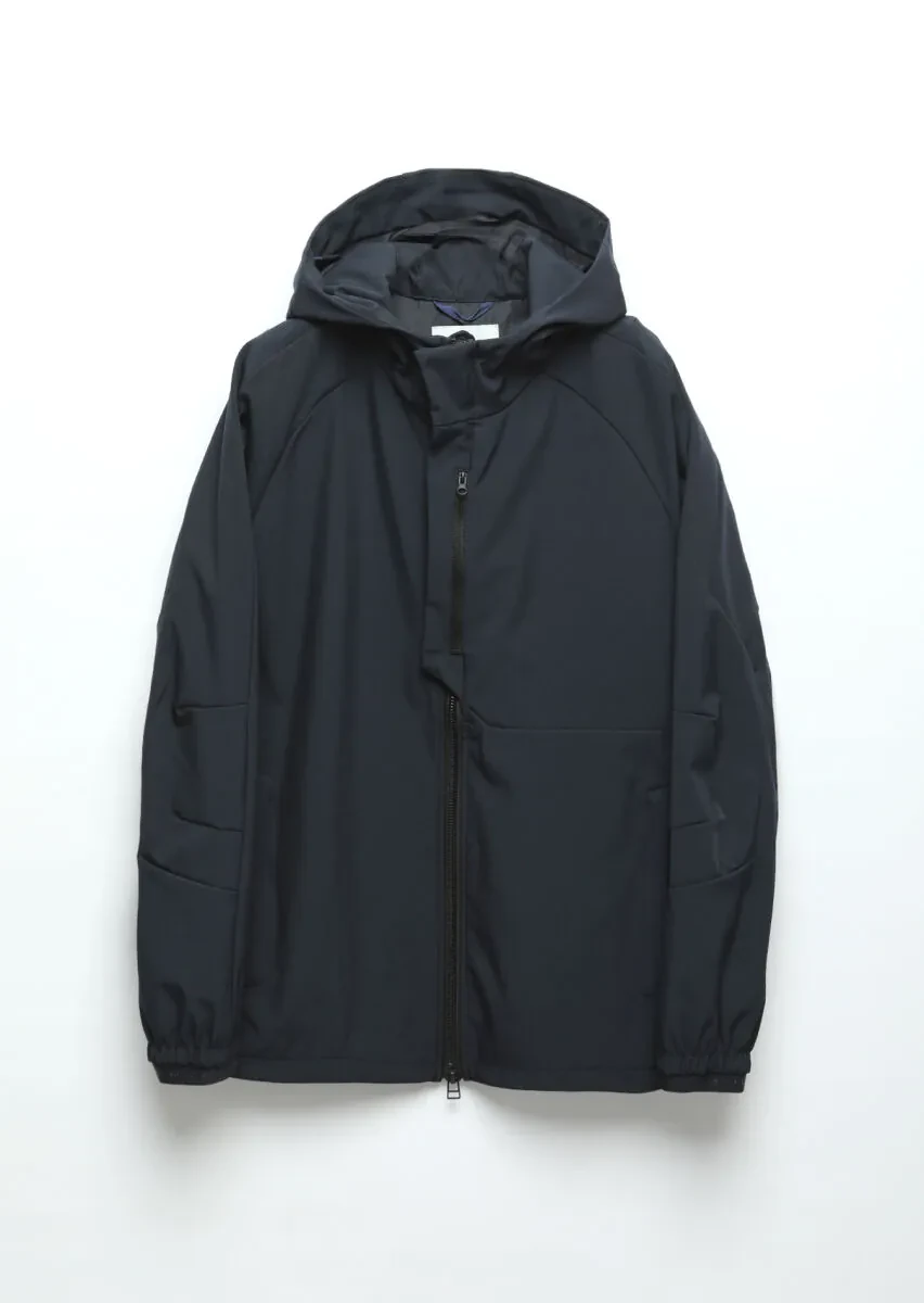 Navy Blue Regular Fit Hooded Denim Weaving Coat - 10