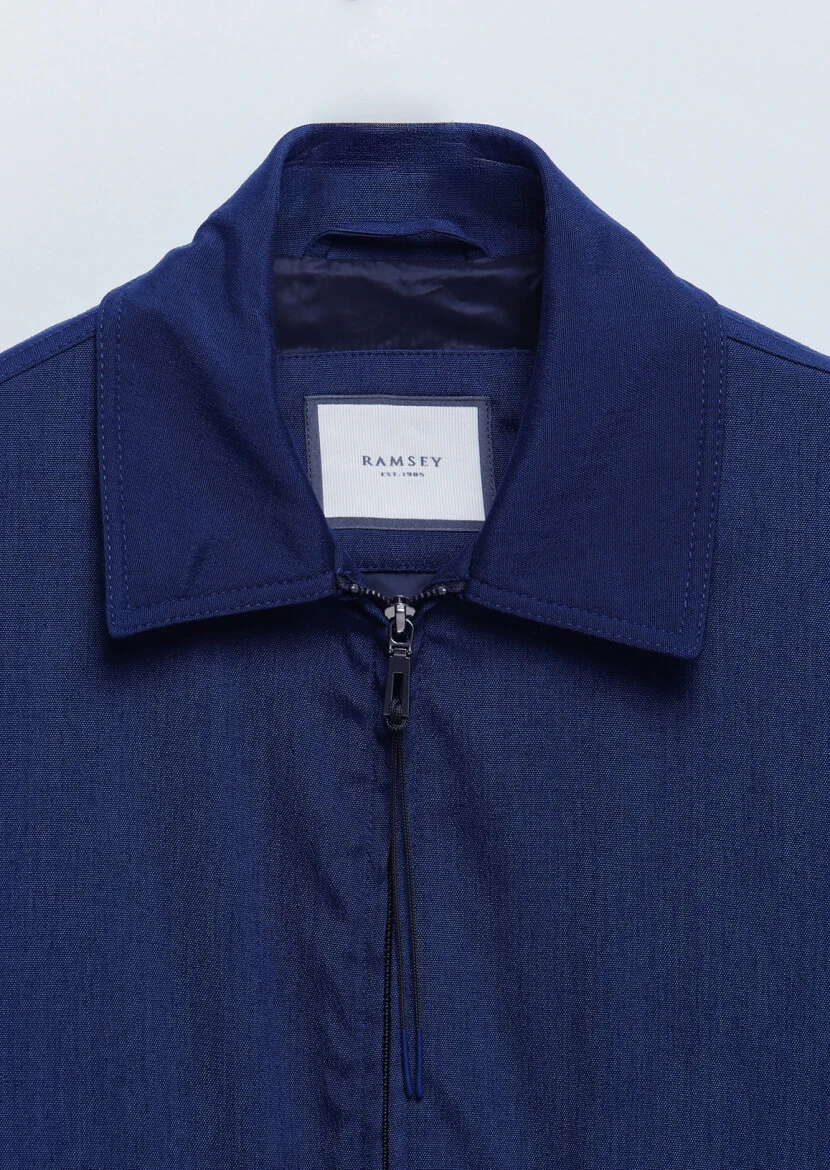 Navy Blue Regular Fit Shirt Collar Casual Weaving Coat - 8