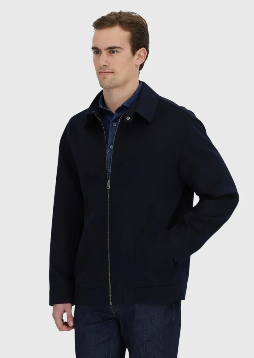 Navy Blue Regular Fit Shirt Collar Casual Weaving Coat - 3