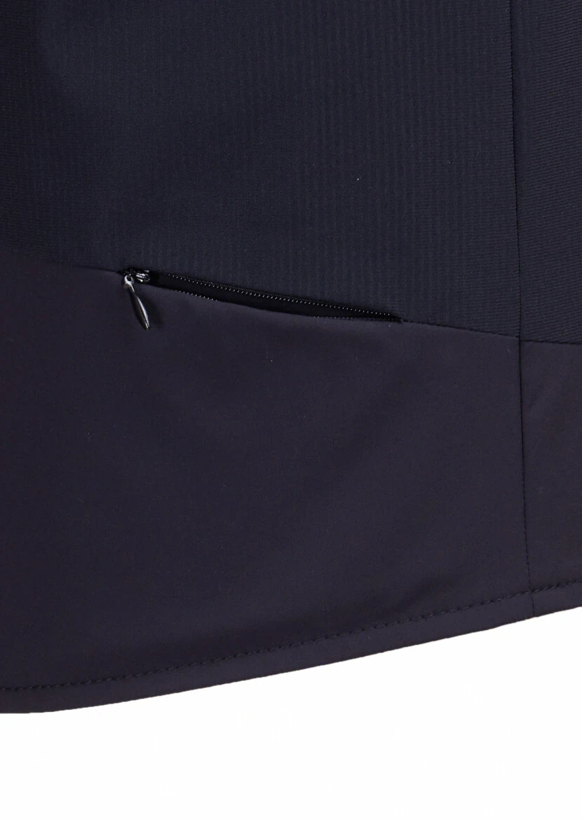 Navy Blue Regular Fit Turtleneck Casual Knitting Puffer Vest - 4