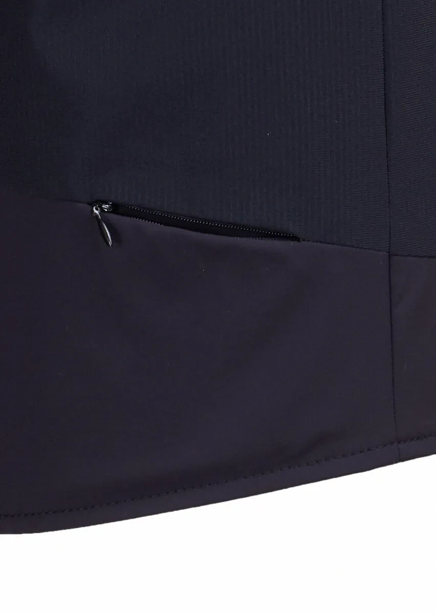 Navy Blue Regular Fit Turtleneck Casual Knitting Puffer Vest - 4