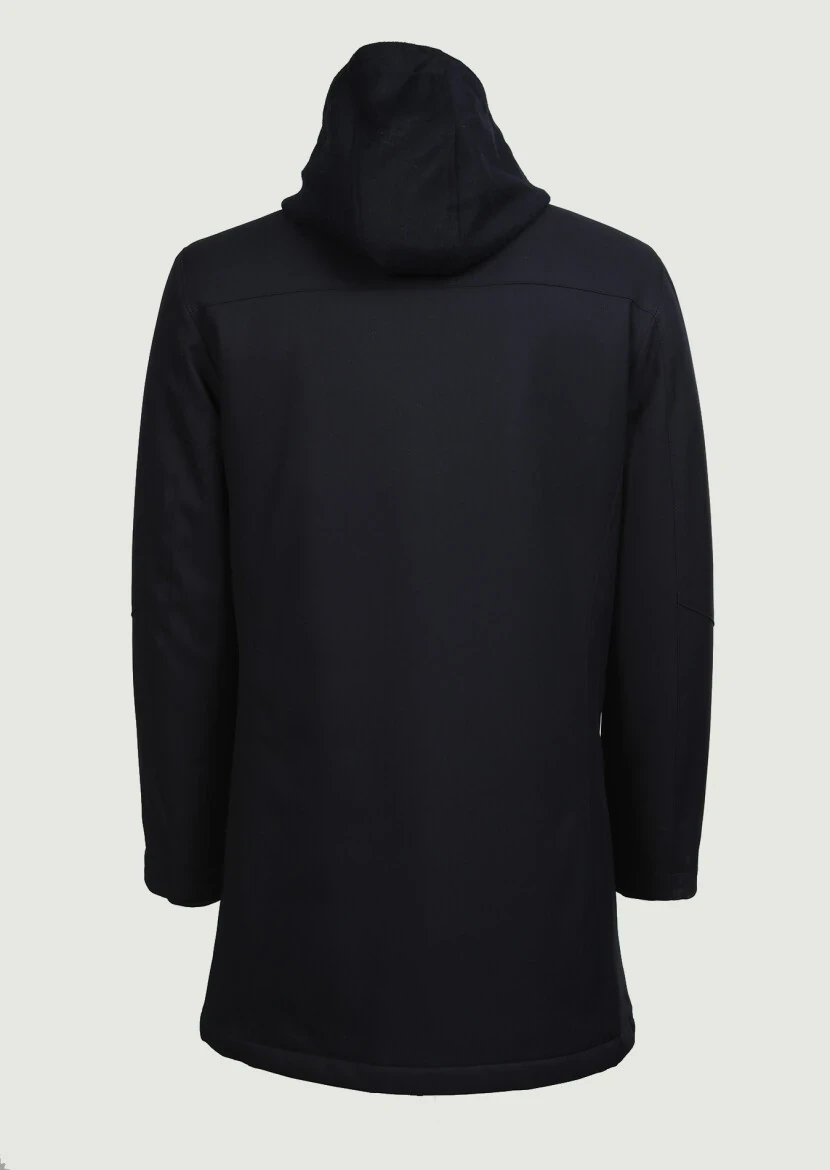 Navy Blue Regular Fit Turtleneck Casual Weaving Coat - 7