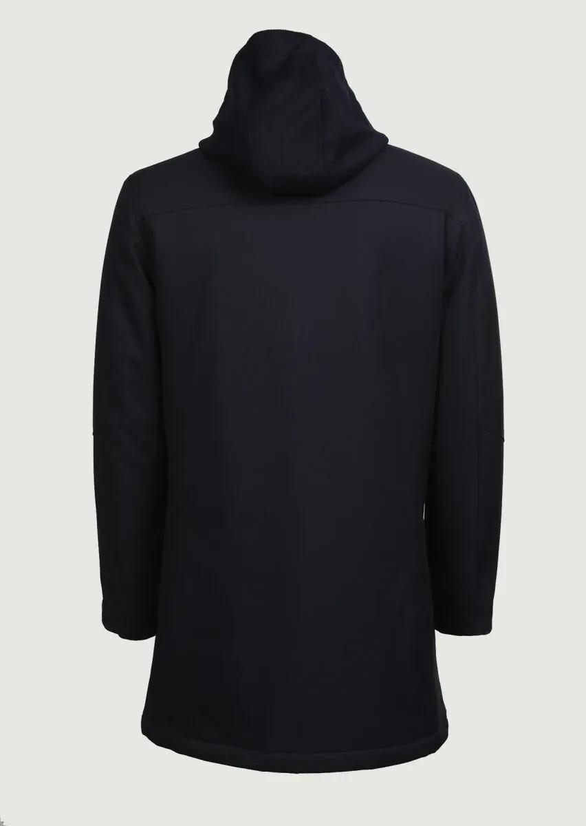 Navy Blue Regular Fit Turtleneck Casual Weaving Coat - 7