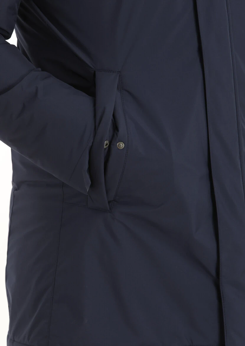 Navy Blue Regular Fit Turtleneck Casual Weaving Coat - 4