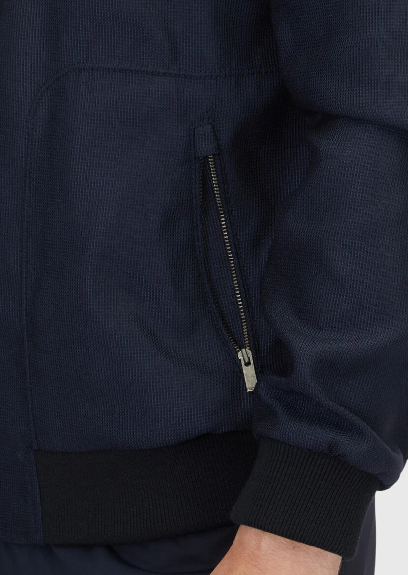 Navy Blue Regular Fit Turtleneck Casual Weaving Coat - 4