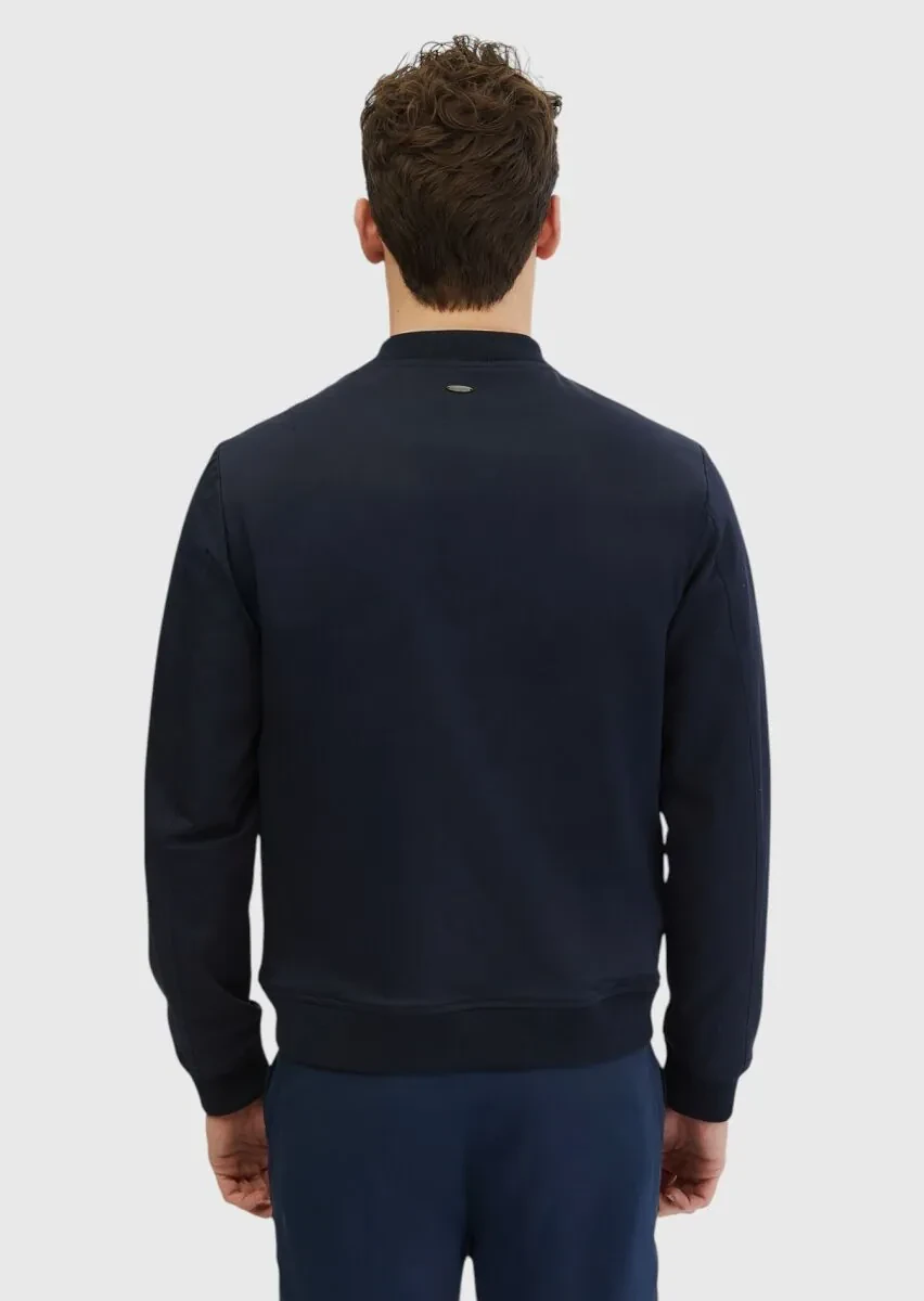 Navy Blue Regular Fit Turtleneck Casual Weaving Coat - 7