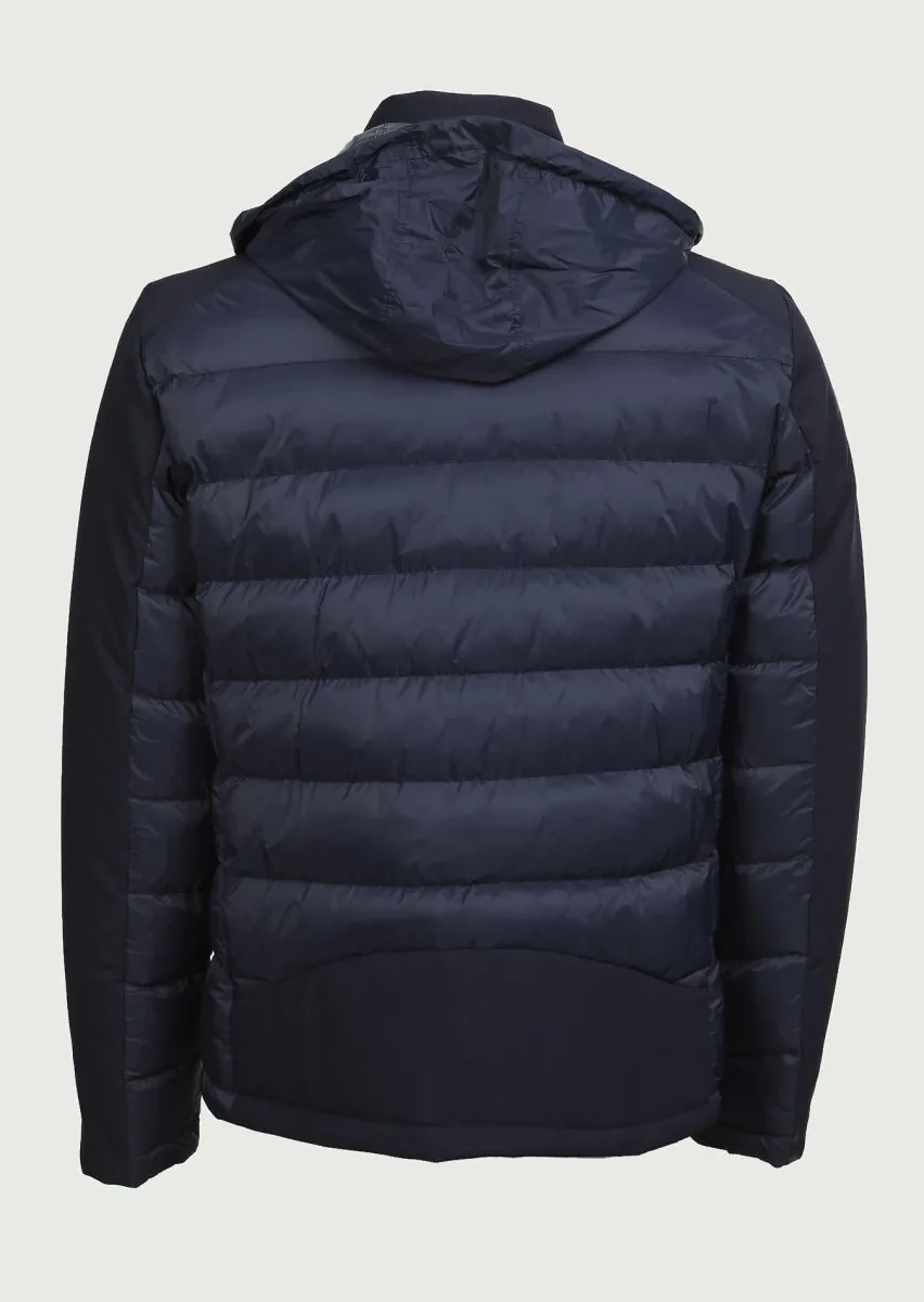 Navy Blue Regular Fit Turtleneck Denim Weaving Coat - 7