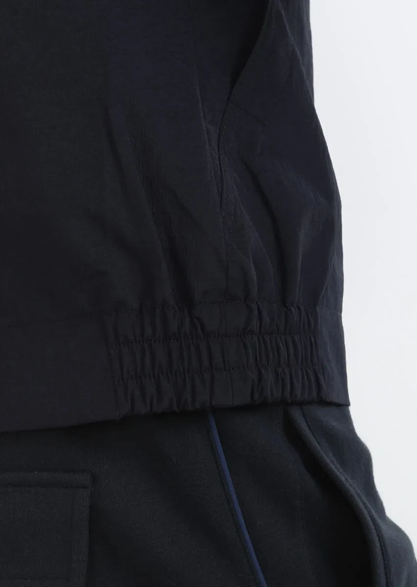 Navy Blue Regular Fit Turtleneck Denim Weaving Coat - 8