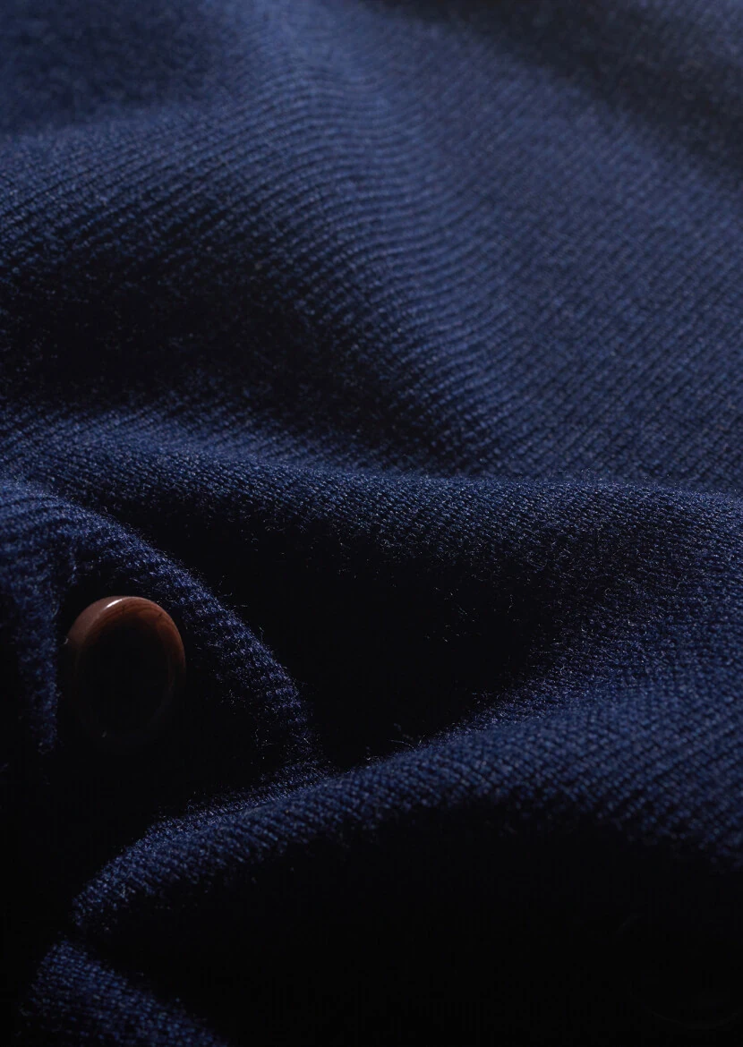 Navy Blue Regular Fit V-Neck Casual Knitting Knit Vest - 4