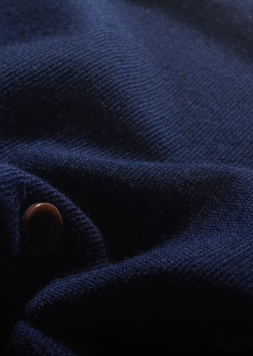 Navy Blue Regular Fit V-Neck Casual Knitting Knit Vest - 4