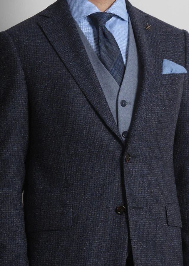 Navy Blue Regular Fit Wool Blended Jacket - 4