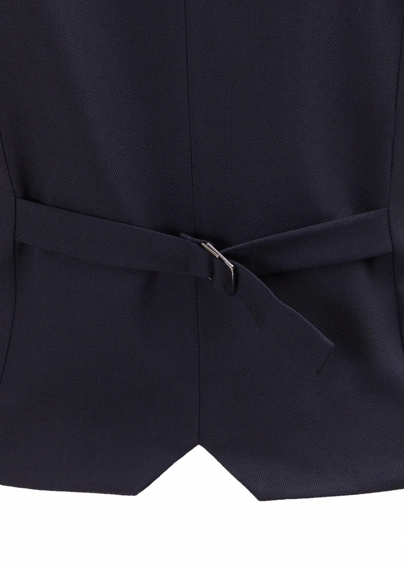 Navy Blue Slim Fit Butterfly Collar Casual Waistcoat - 3