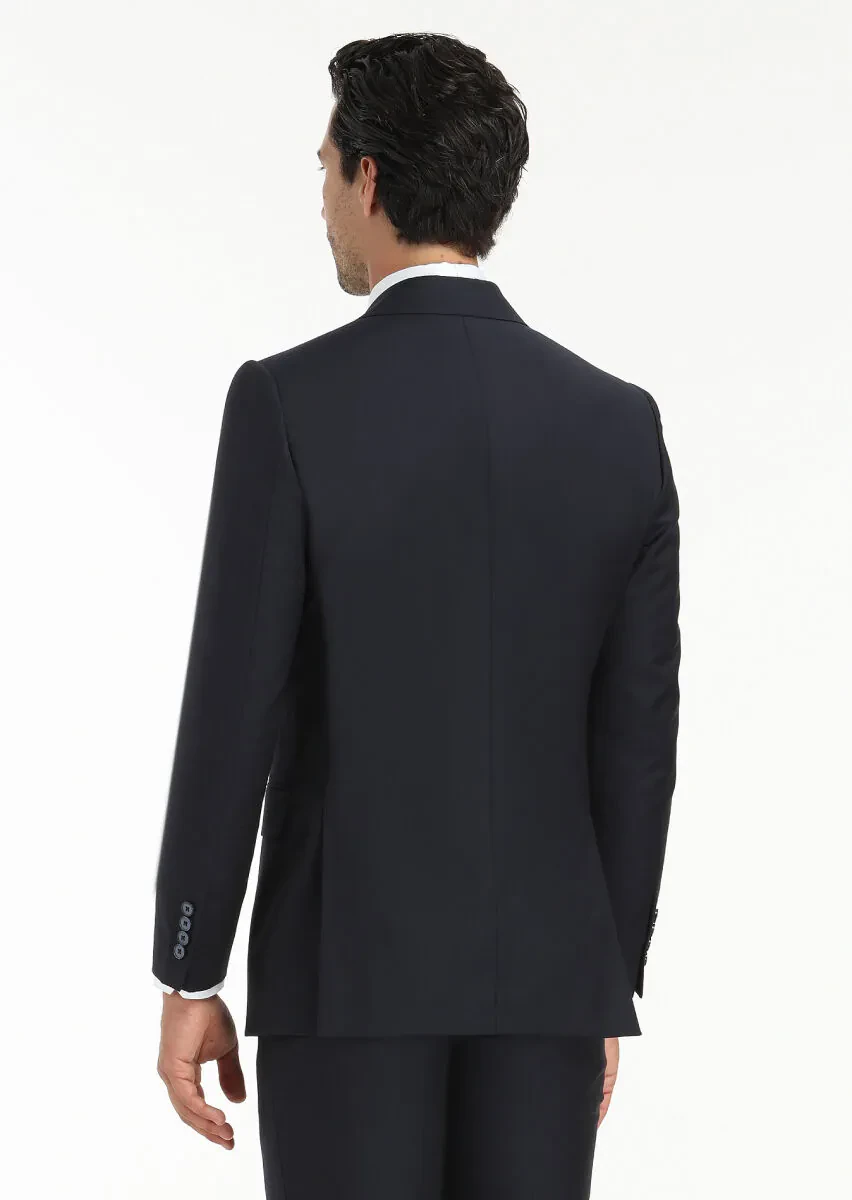 Navy Blue Striped Thin&Taller Slim Fit 100% Wool Suit - 5