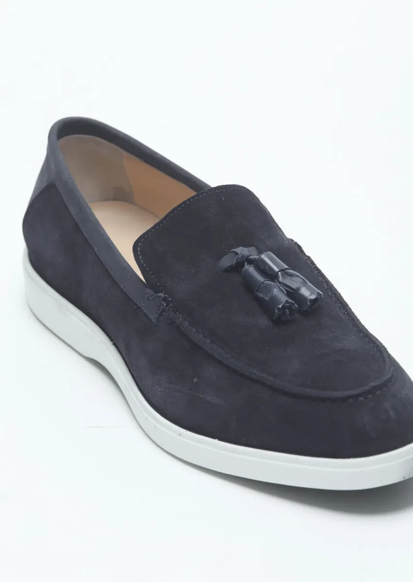 Navy Blue Suede Casual Loafer - 2
