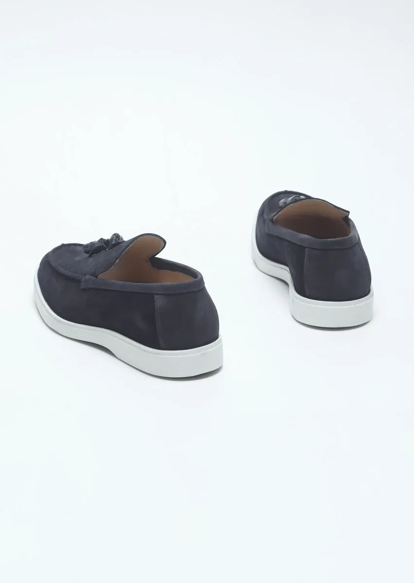 Navy Blue Suede Casual Loafer - 5