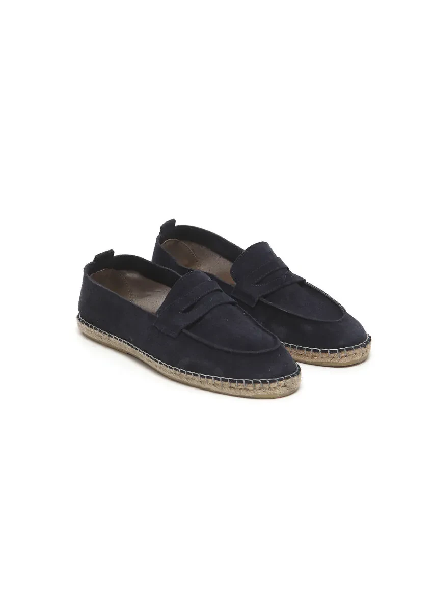 Navy Blue Suede Casual Loafer - 2
