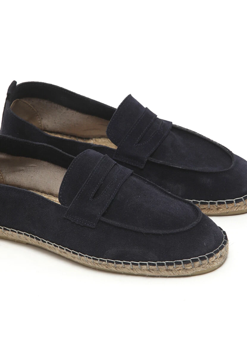 Navy Blue Suede Casual Loafer - 3