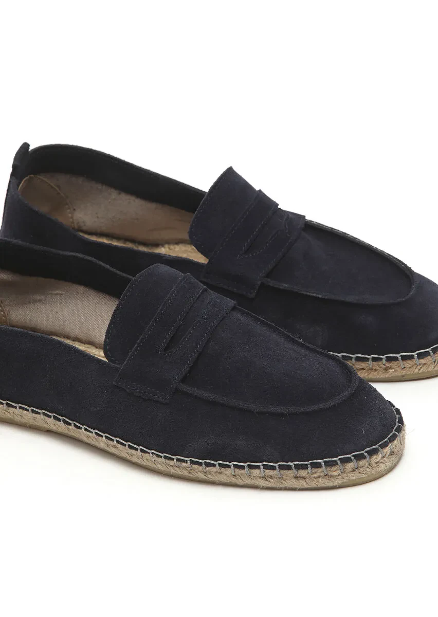 Navy Blue Suede Casual Loafer - 3