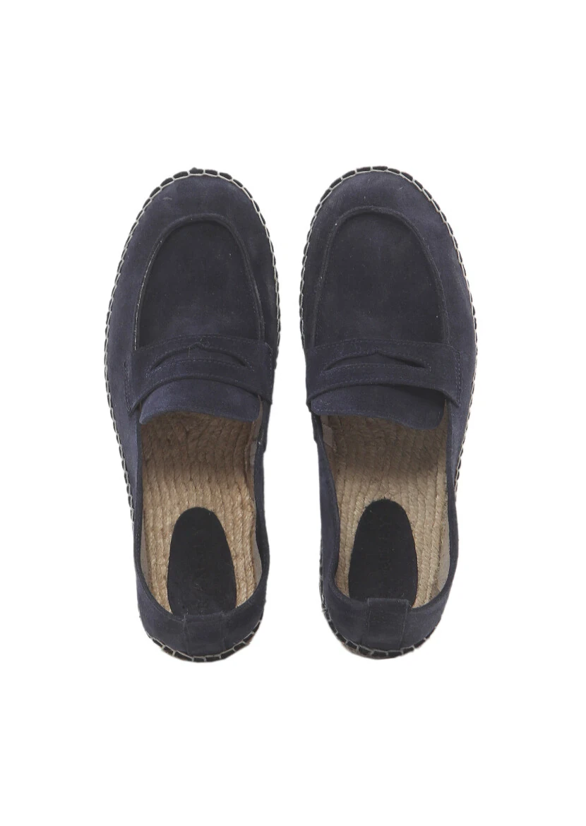 Navy Blue Suede Casual Loafer - 6