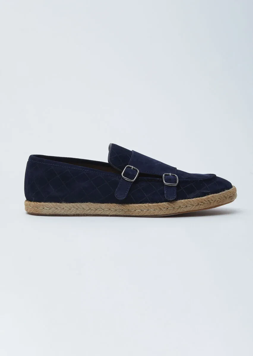 Navy Blue Suede Casual Loafer - 1