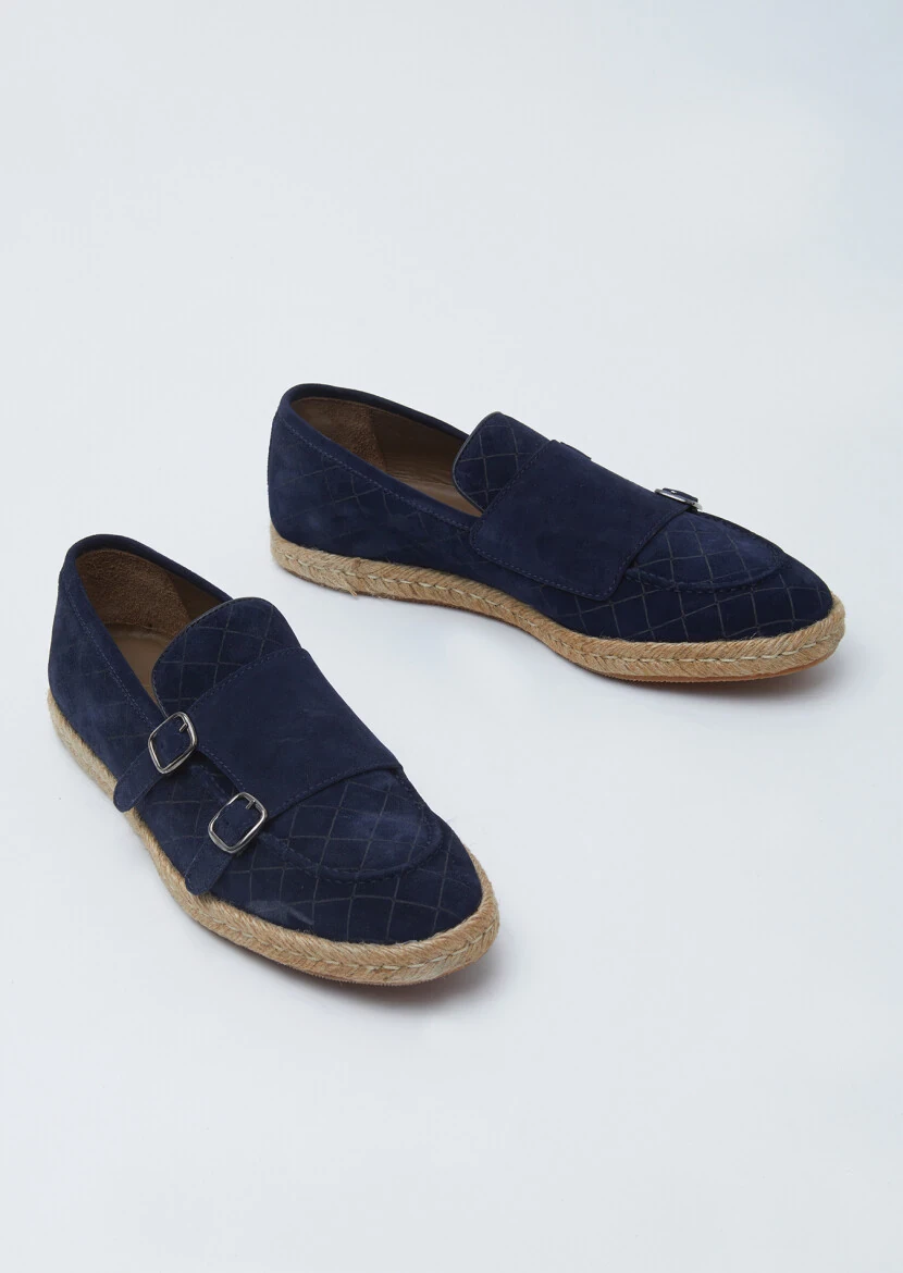 Navy Blue Suede Casual Loafer - 3