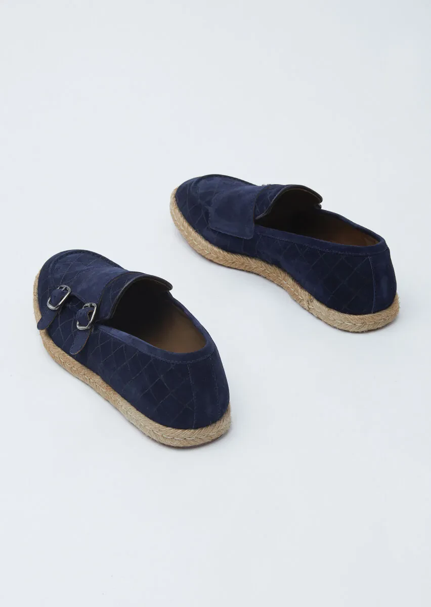 Navy Blue Suede Casual Loafer - 5