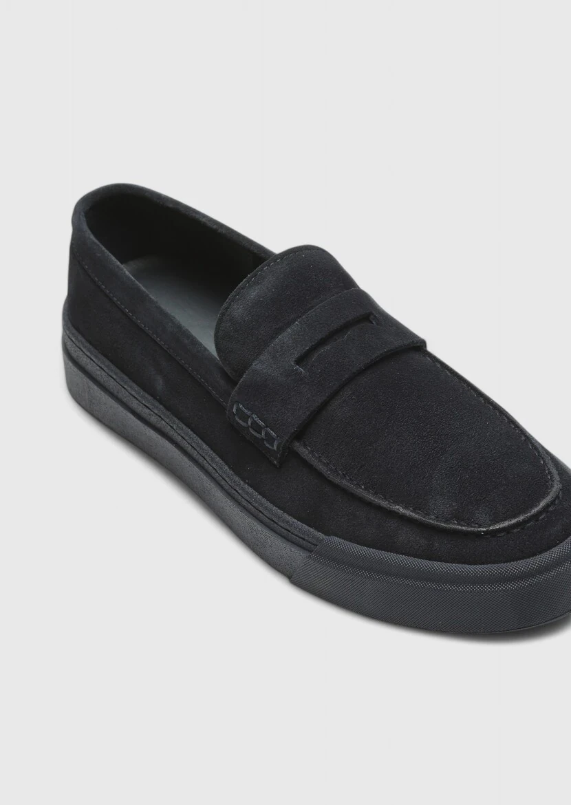 Navy Blue Suede Casual Loafer - RAMSEY