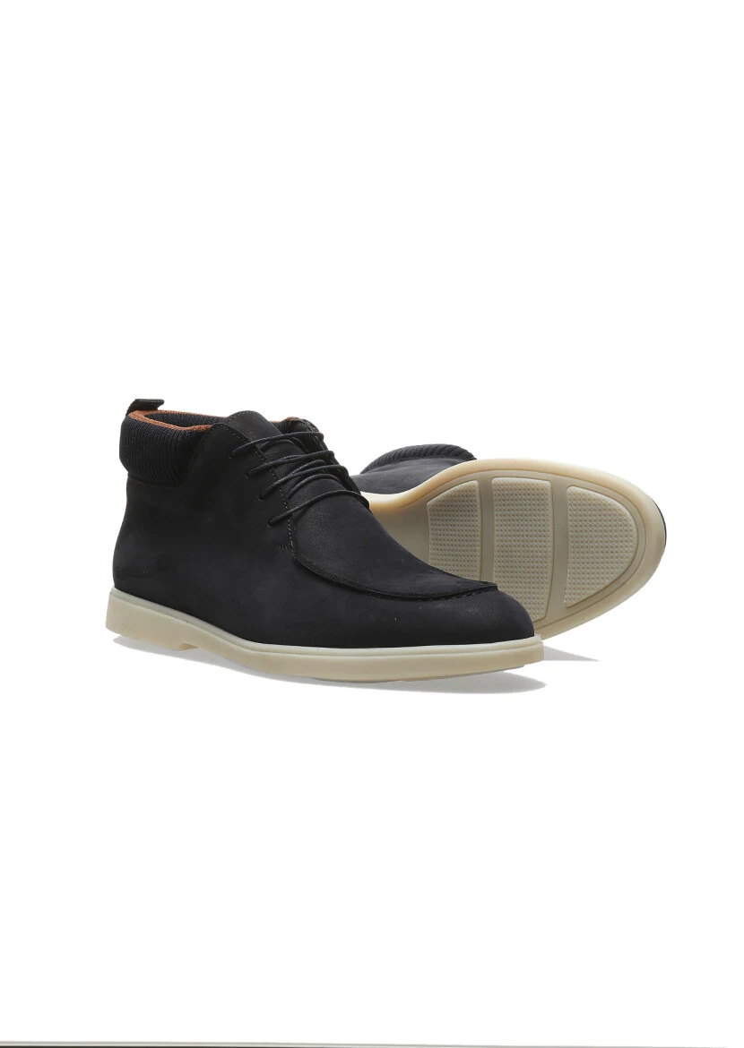 Navy Blue Suede Casual Shoes - 3