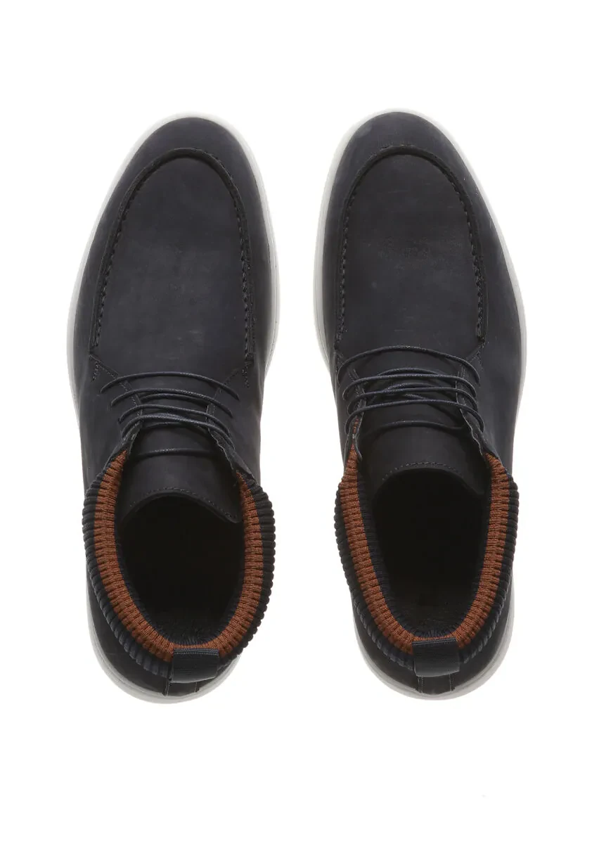 Navy Blue Suede Casual Shoes - 5