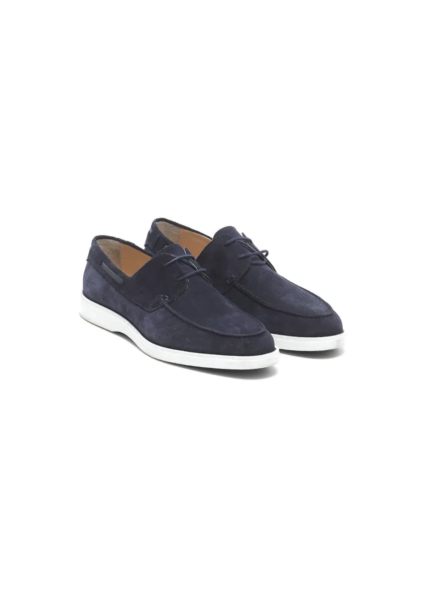 Navy Blue Suede Casual Shoes - 2