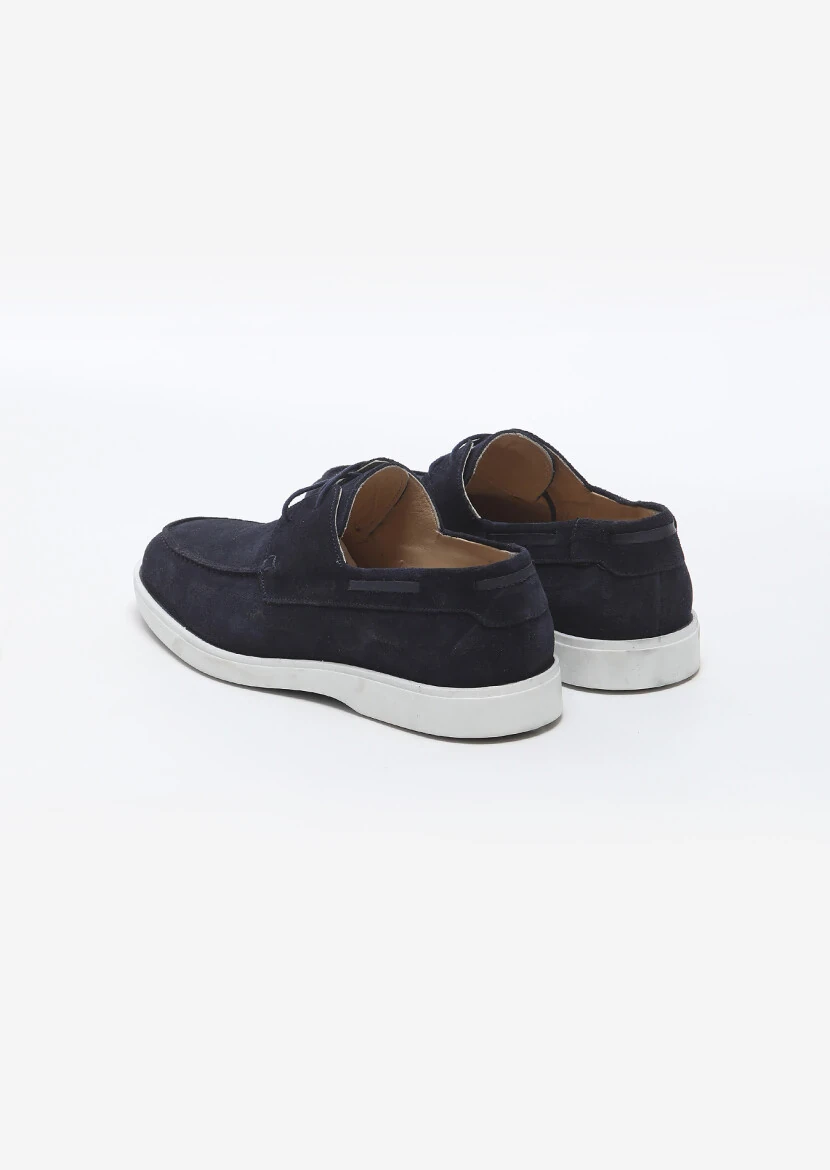 Navy Blue Suede Casual Shoes - 4