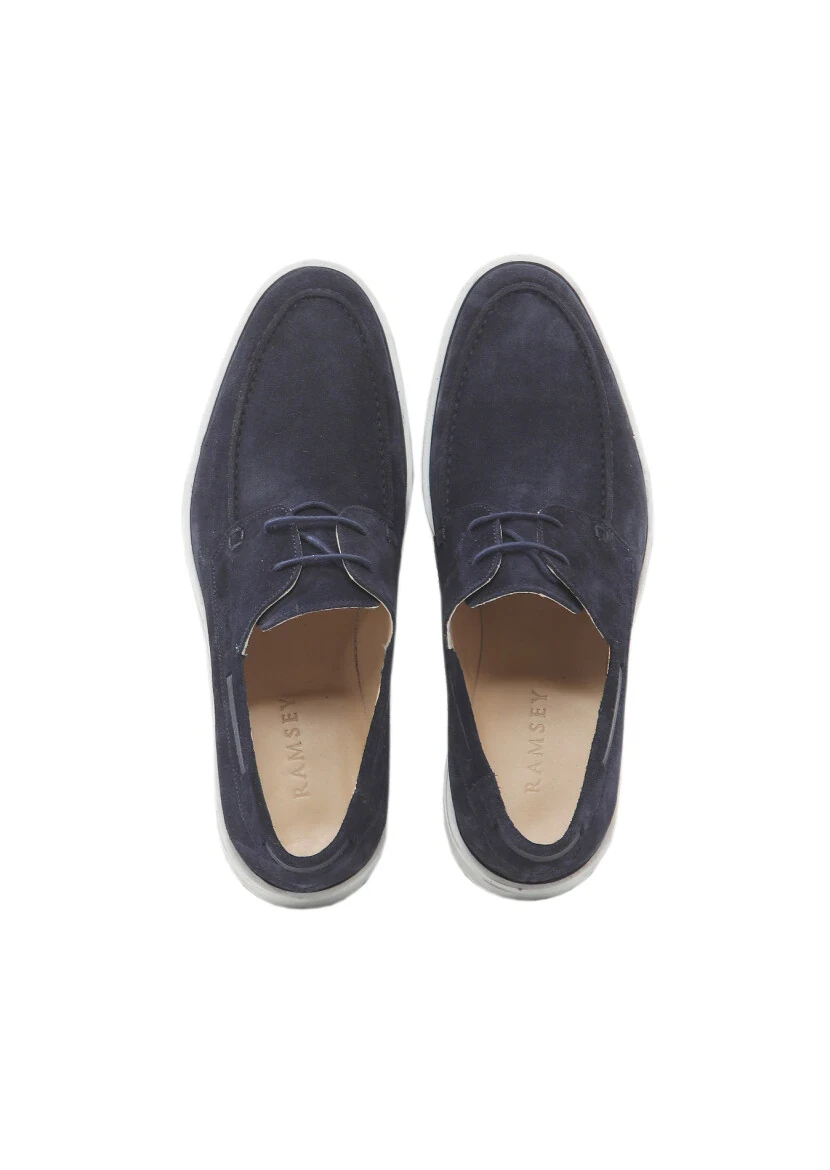 Navy Blue Suede Casual Shoes - 6