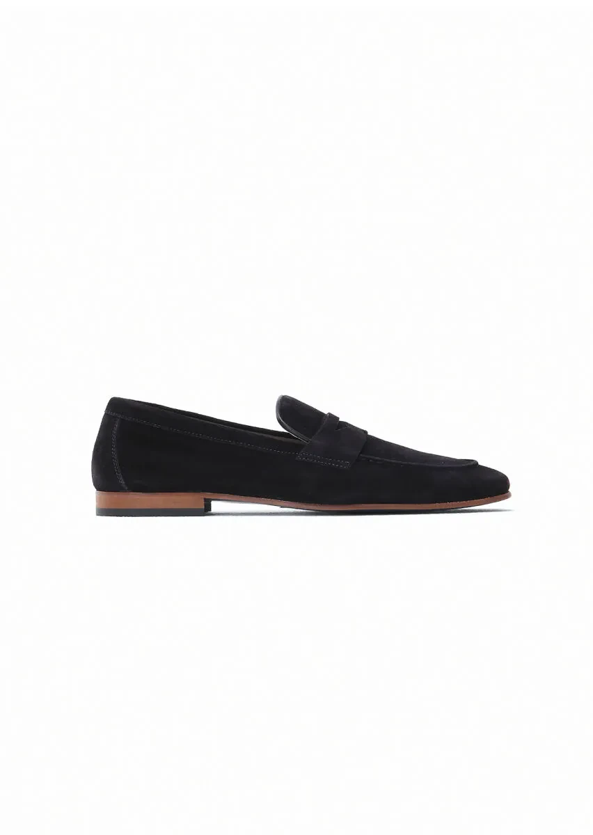 Navy Blue Suede Classical Loafer - 1