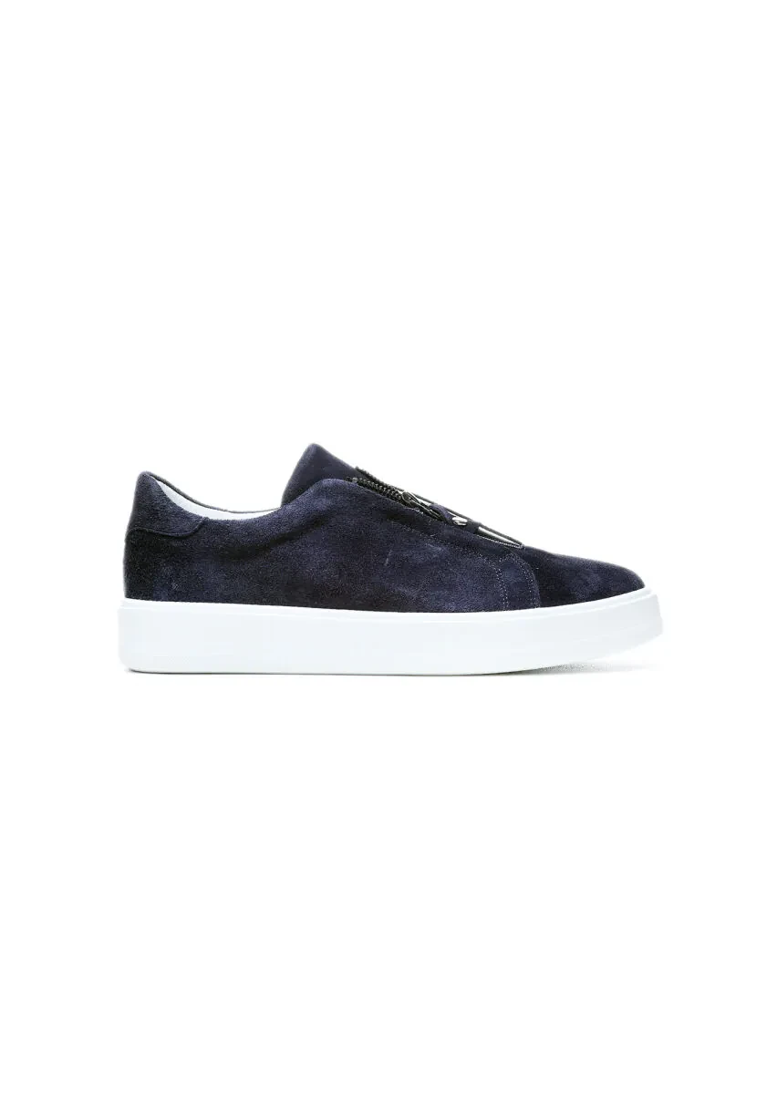 Navy Blue Suede Sneaker - 1