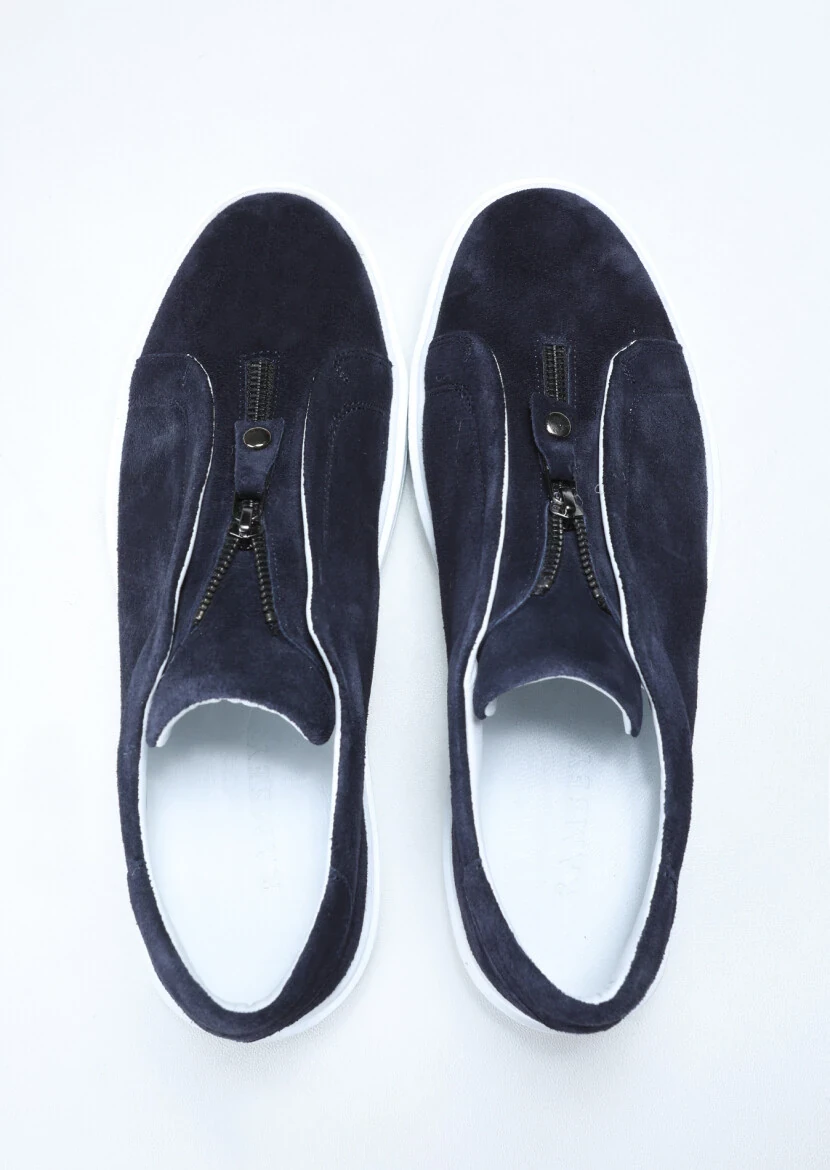 Navy Blue Suede Sneaker - 5
