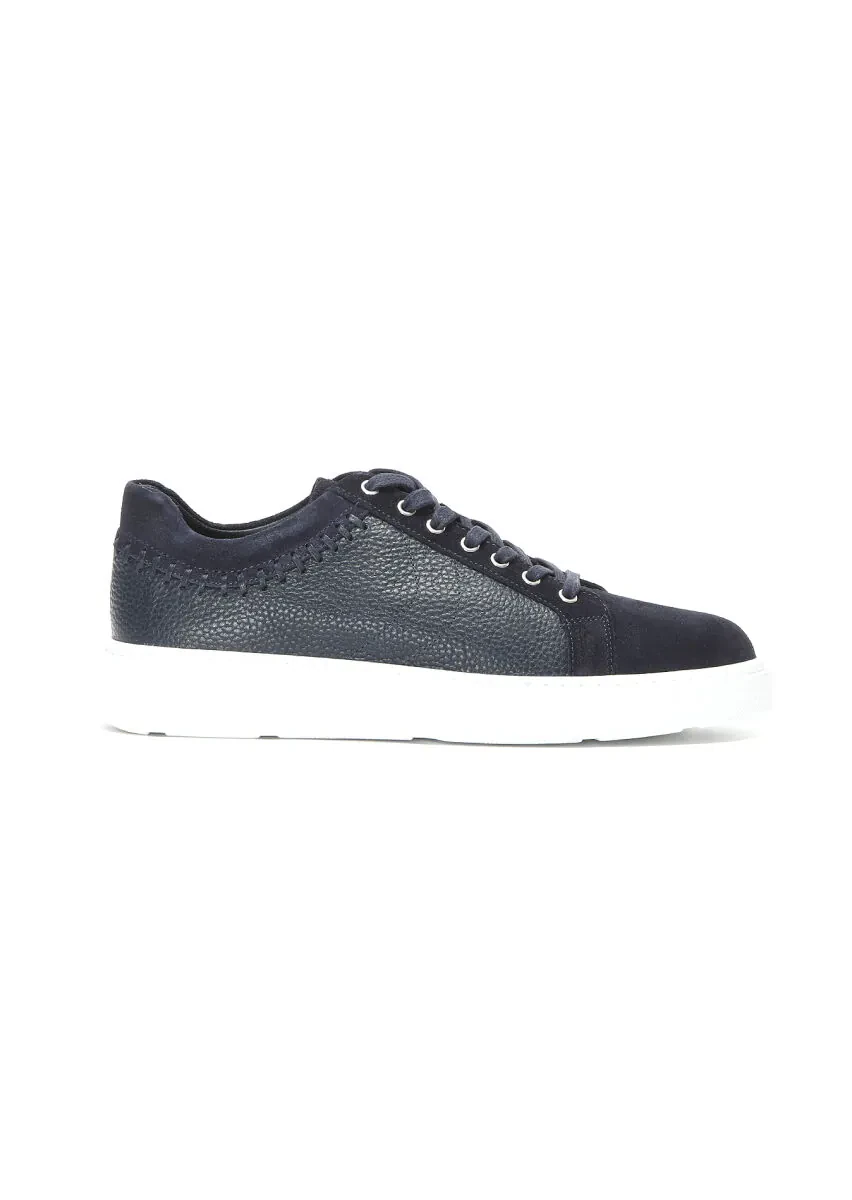 Navy Blue Suede Sneaker - 1