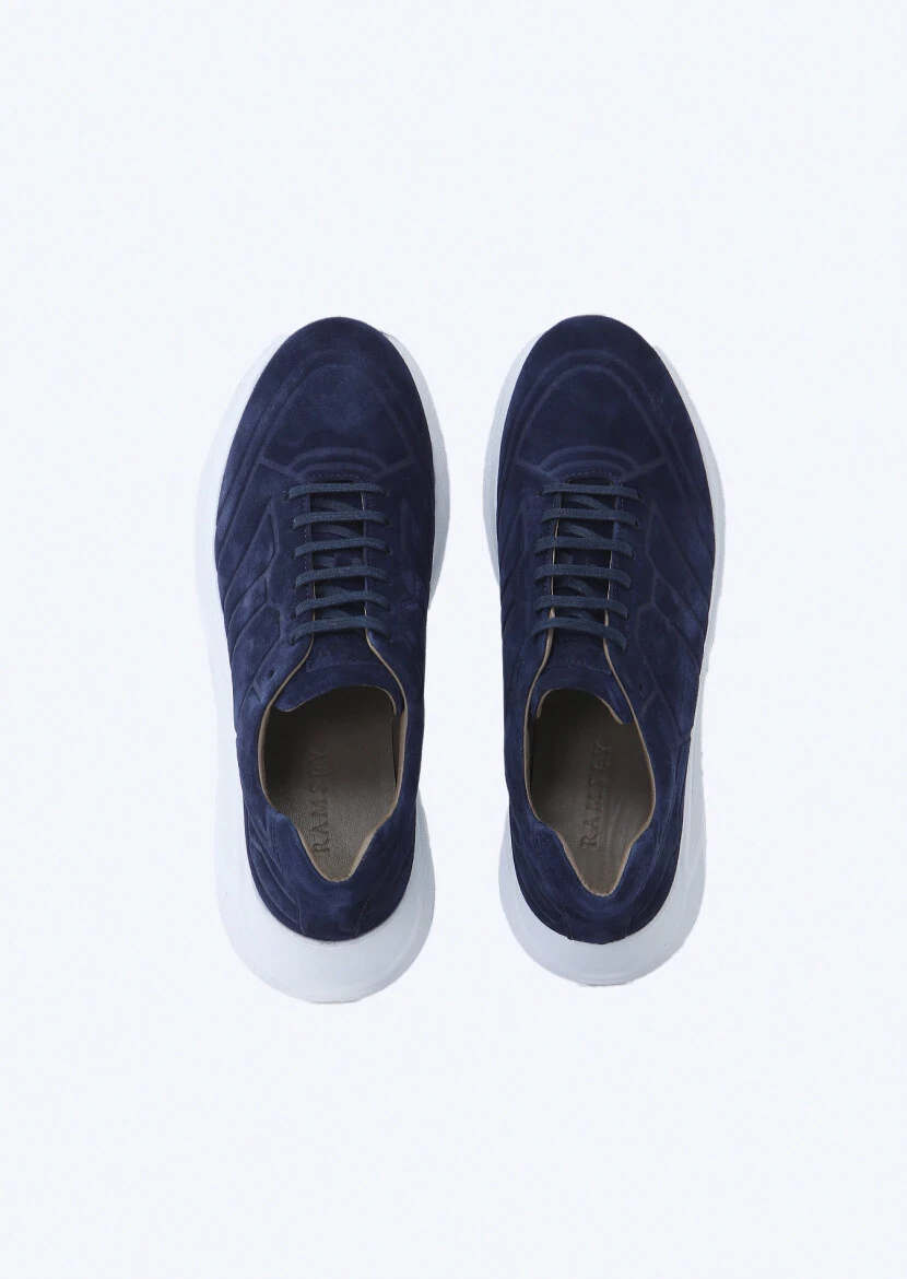 Navy Blue Suede Sneaker - 6