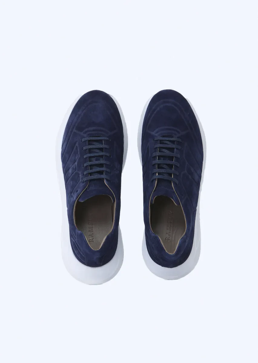Navy Blue Suede Sneaker - 6