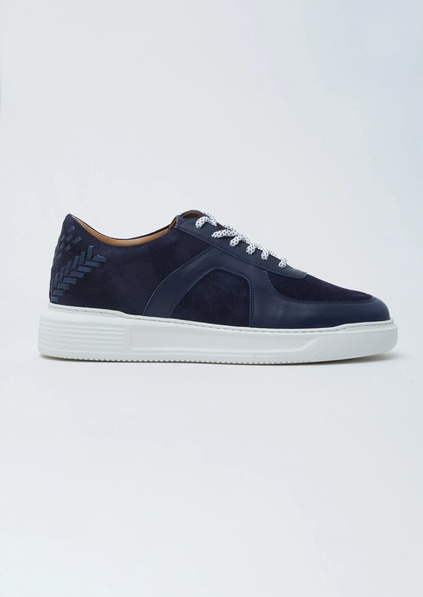 Navy Blue Suede Sneaker - 1