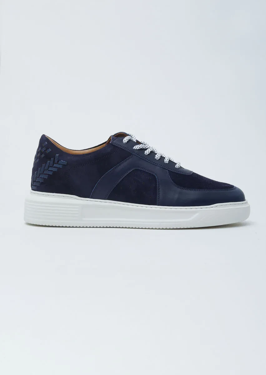 Navy Blue Suede Sneaker - 1