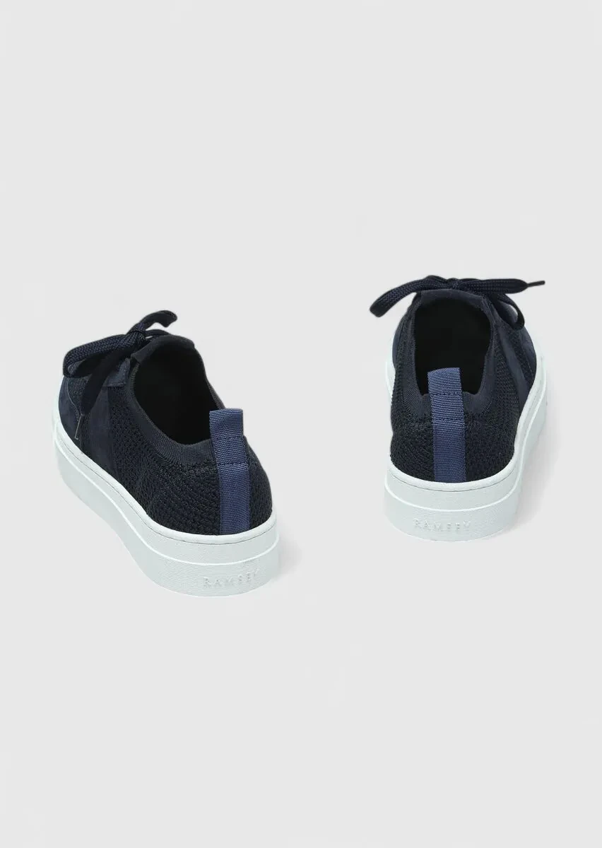 Navy Blue Suede Sneaker - 5