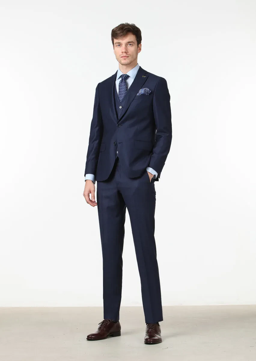 Navy Blue Suit With Waistcoat - 1