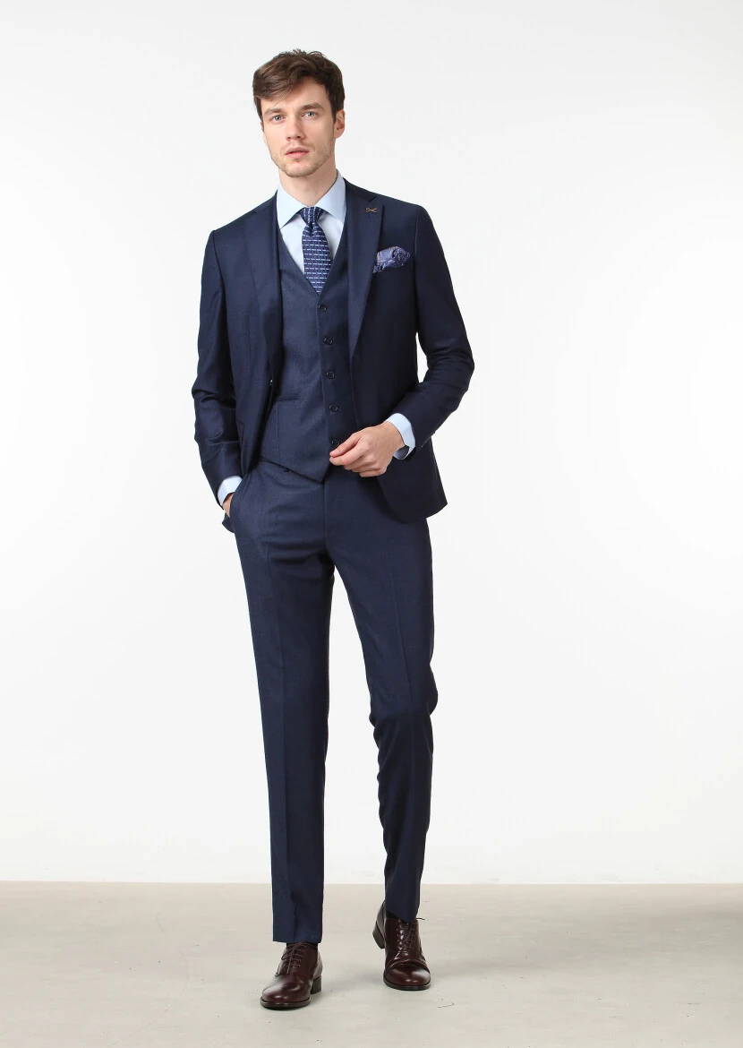 Navy Blue Suit With Waistcoat - 4