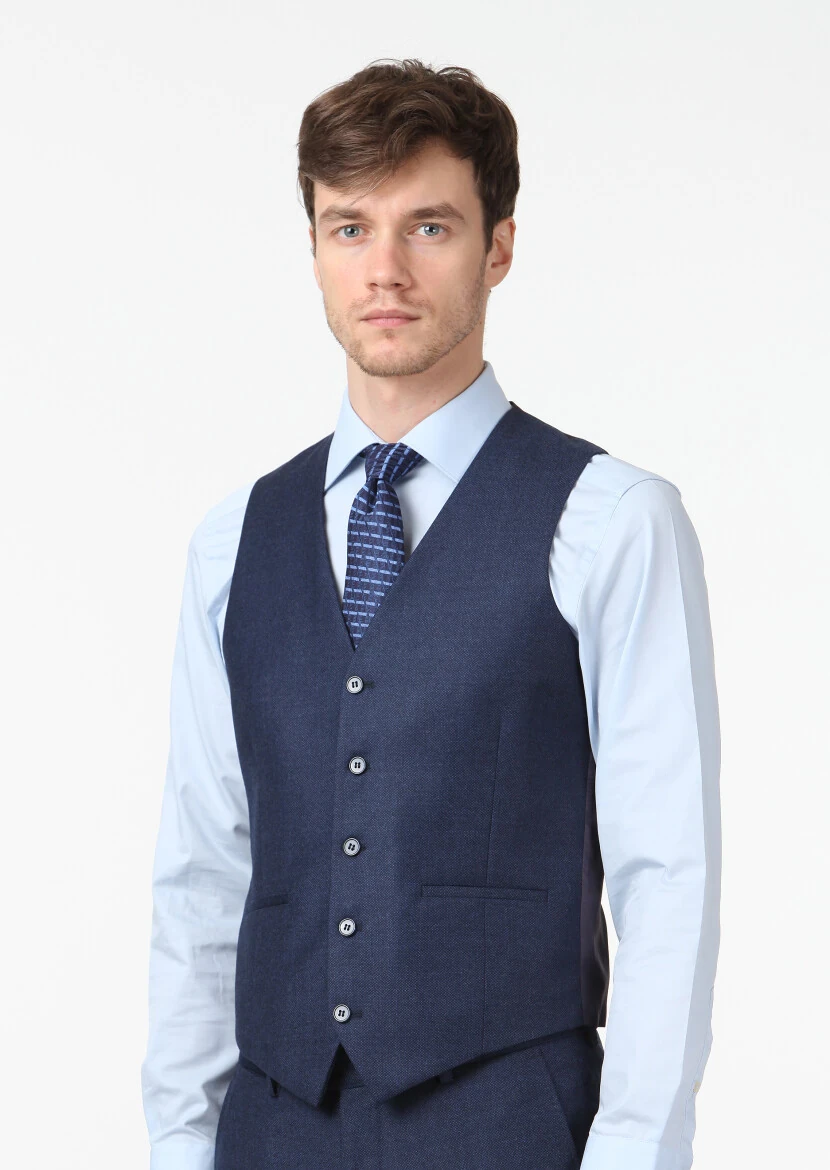 Navy Blue Suit With Waistcoat - 5