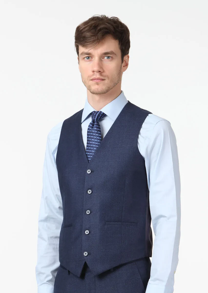 Navy Blue Suit With Waistcoat - 5