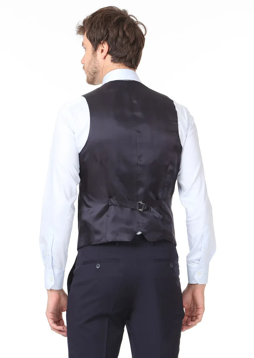 Navy Blue Suit With Waistcoat - 4